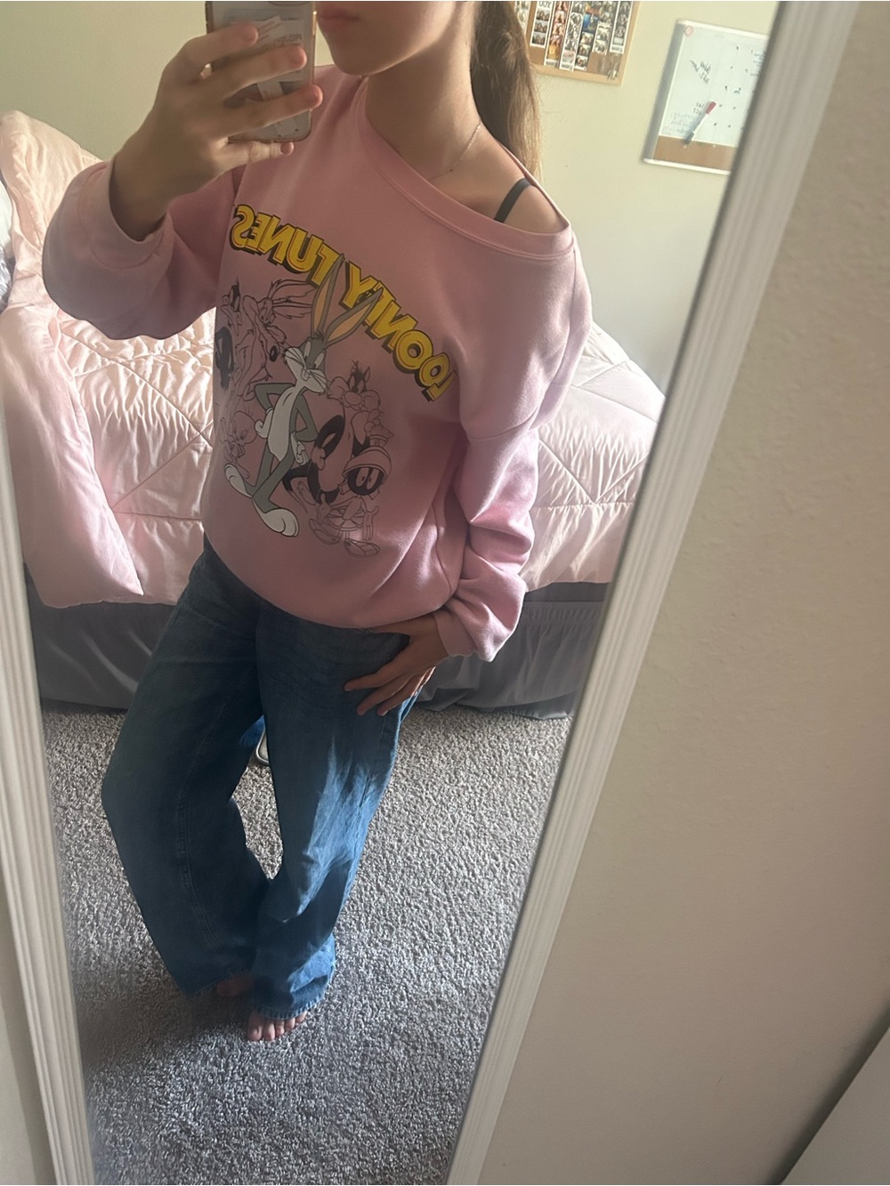 Warner Bros. Light Pink Looney Tunes Logo Pullover